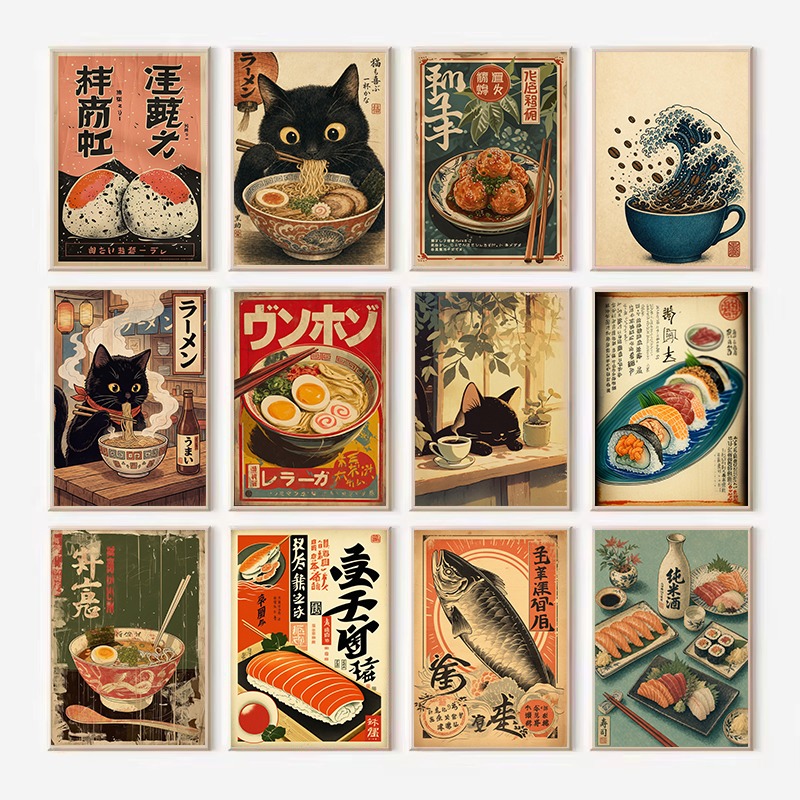 Japanese Food Lifestyle - Vintage Japanese Rice Roll Sashimi Ramen