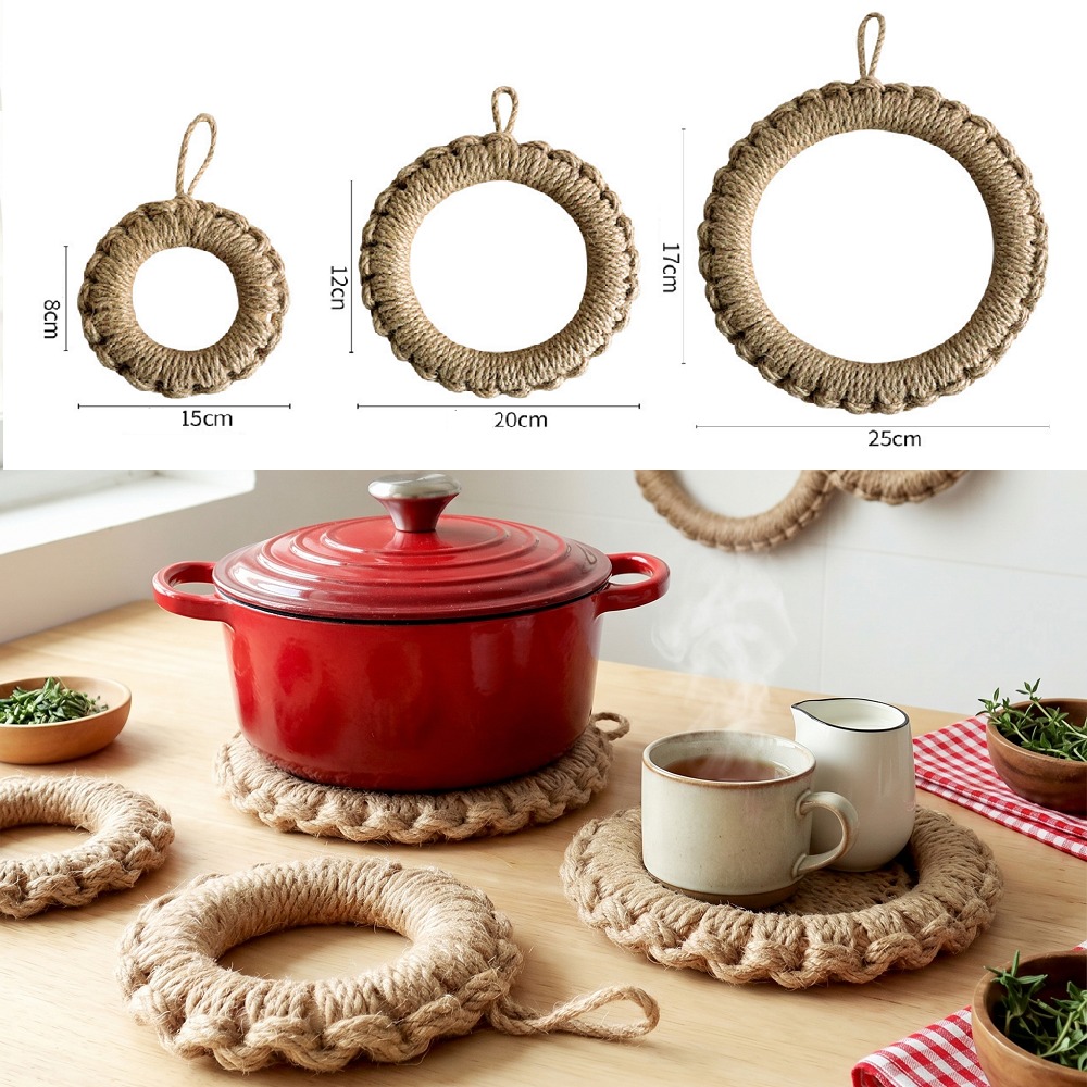 2Pcs Rustic Jute Woven Trivets - огляд і ціна Cast Iron Tetsubin