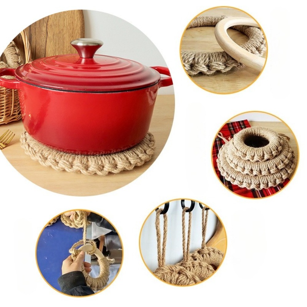 2Pcs Rustic Jute Woven Trivets - огляд і ціна Cast Iron Tetsubin