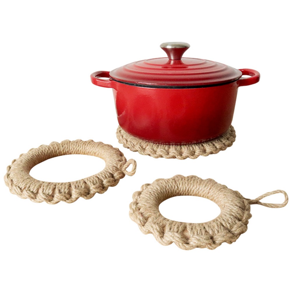 2Pcs Rustic Jute Woven Trivets - огляд і ціна Cast Iron Tetsubin